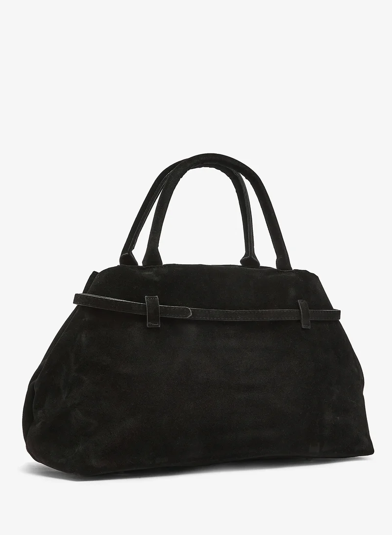 ايلا حقيبة يد جلد سويدي بإبزيم